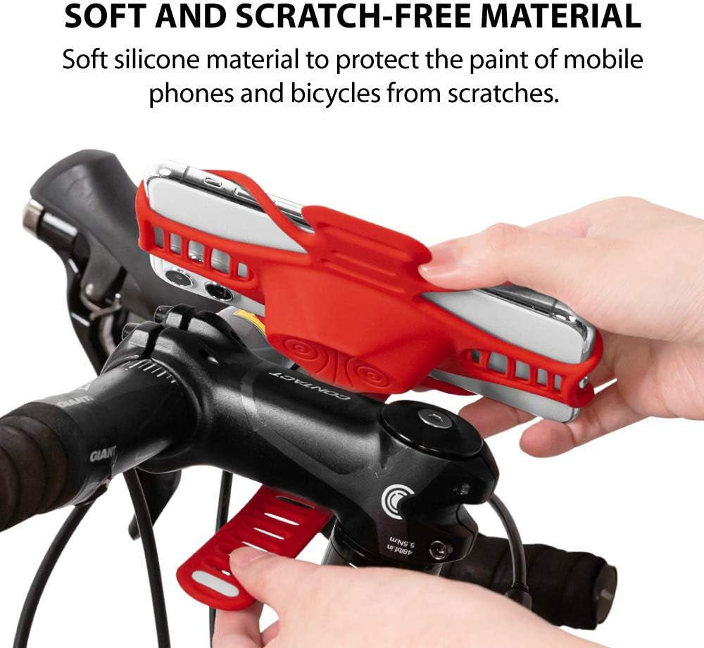 Bike Tie Pro 3, Bike Cell Phone Mount for Stem, Scratch-Free Silicone Holder with Shock-Absorbing Design, Universal Cycling Phone Holder Compatible with Most Smartphones (Gray - Stem)