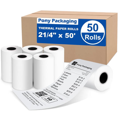 2 1/4" X 50' Thermal Receipt Paper Rolls 50 Rolls, Cash Register Paper, BPA Free Receipt Paper