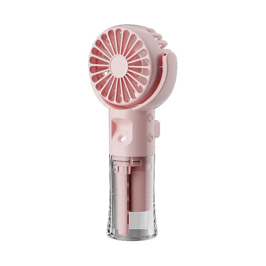 Portable Handheld Misting Fan, Rotatable Personal Spray Water Mist Fan with Visible Water Tank, USB Rechargeable Neck Fan 4 Gear Quiet Strong Airflow Cooling Fan for Outdoor Travel Camping