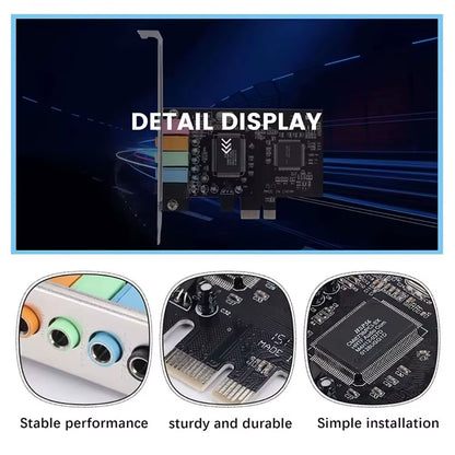 Pcie Sound Card 5.1 PCI Express Sound Effect Surround Card 3D Stereo Audio CMI8738 Chip High Sound Performance PC Sound Card