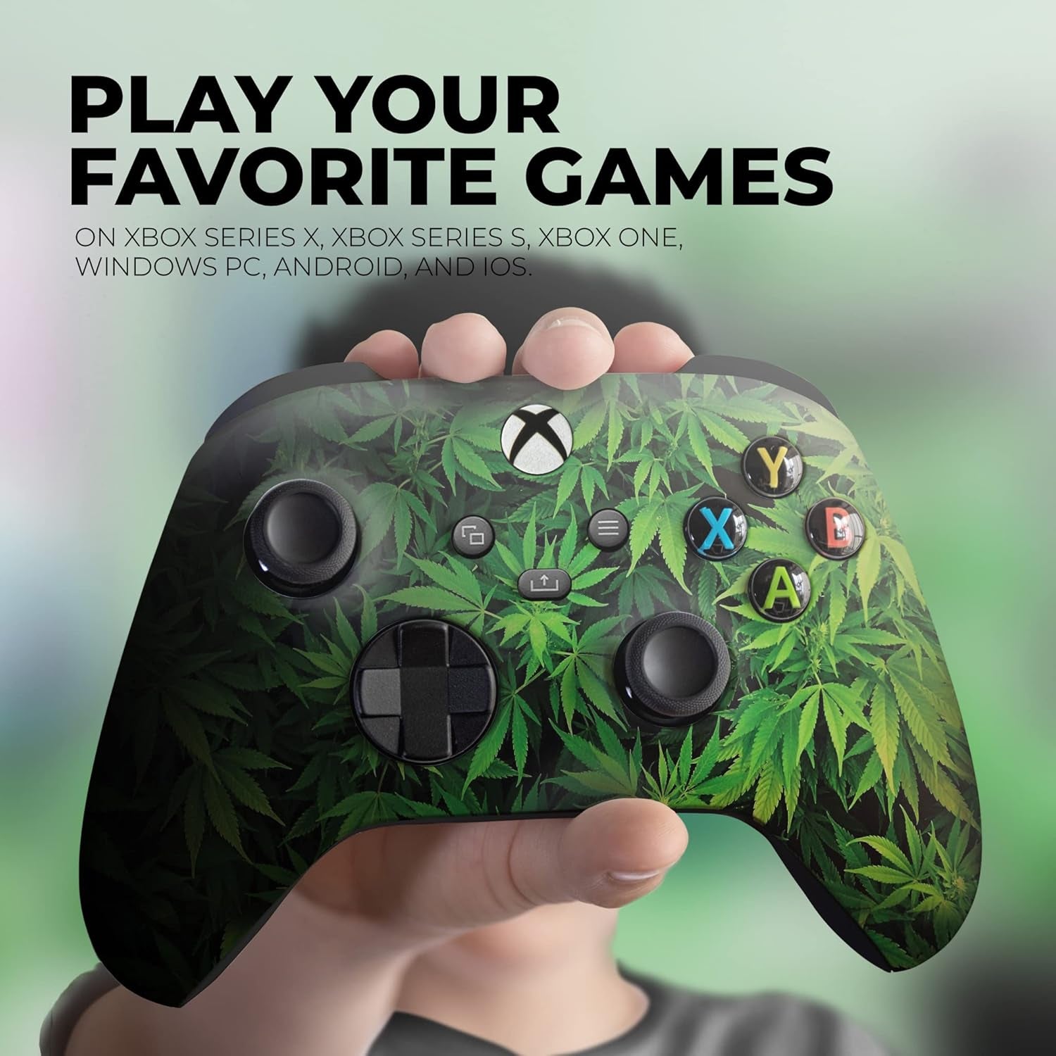 Weed Plants Custom X-Box Controller Wireless Compatible with X-Box One/Series X/S Proudly Customized in USA with Permanent HYDRO-DIP Printing(Not JUST a SKIN) (MODDED)