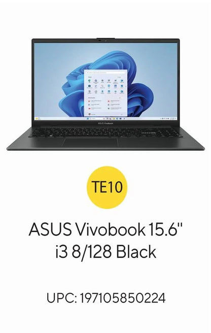 Vivobook Go 15.6” Laptop, Intel I3-N305, 8GB, 128GB UFS, Win 11 Home in S Mode, Black, E1504GA-WB31