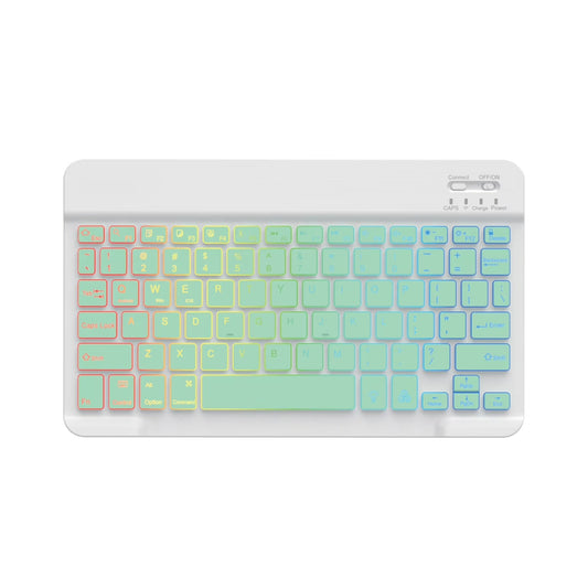 10-Inch Colorful RGB Backlit Portable Bluetooth English Keyboard Compatible with Ipad 7/8/9/10Th Gen 10.2 10.9- Universal for Phones ,Pc,And Tablets (Green,English Keyboard )