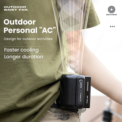 Portable Electric Fan Outdoor Camping Fan Rechargeable 3 Speeds Leafless Fan Waist-Mounted Handheld Mini Electric Fan