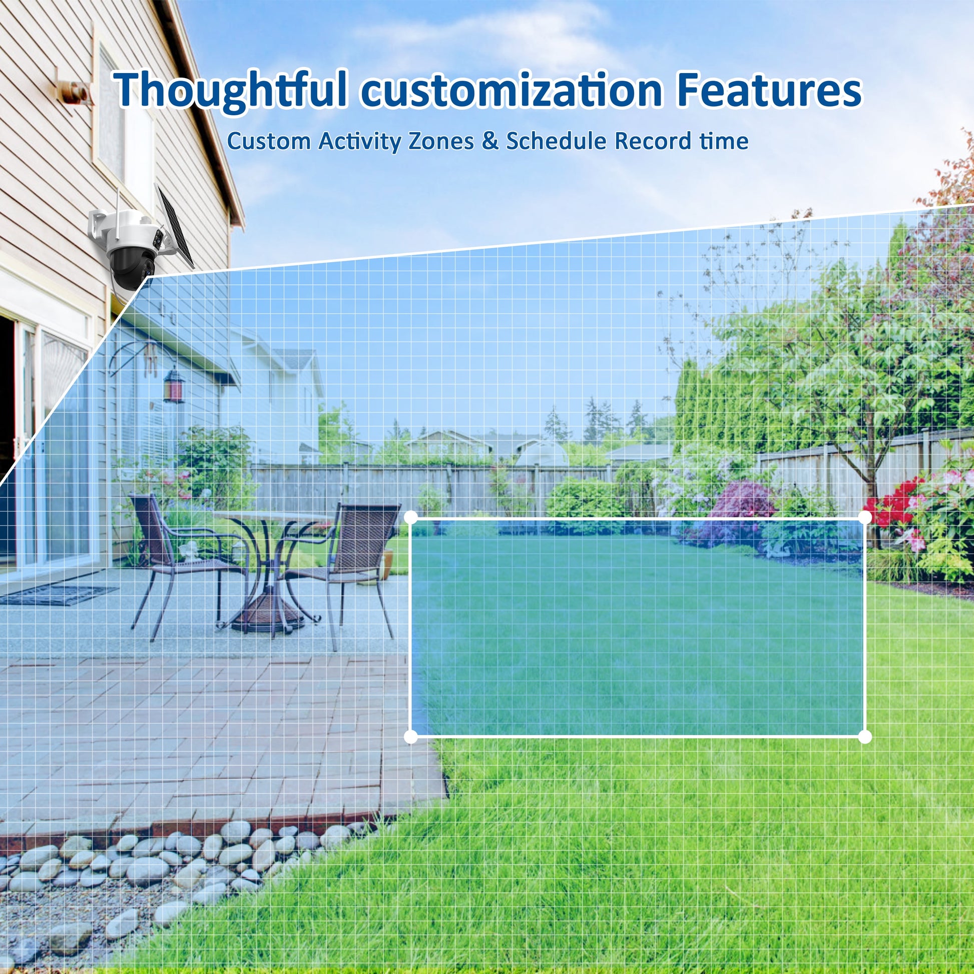 4K/8MP Solar Security Camera, 360° View Wireless Outdoor Camera, Waterproof PIR Detection, Rechargeable Battery Powered Home Dual Lens Surveillance Camera with Color Night Vision 2-Way Audio