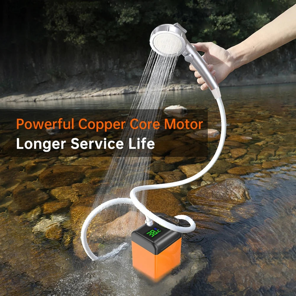 Outdoor Camping Shower, Electric Rechargeable Portable Camping Shower for Camping, Hiking, Traveling