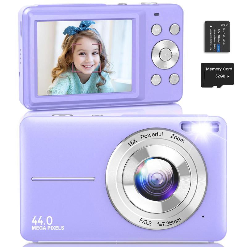 DC403 44MP 1080P Digital Camera: 16X Zoom, 32G Card, Compact - Teens/Beginners