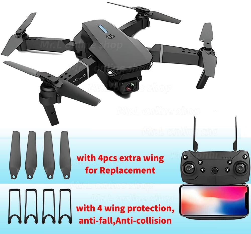 RC Drone with 4K HD Camera Extra Batteries Wifi FPV Foldable Quadcopter New 2024