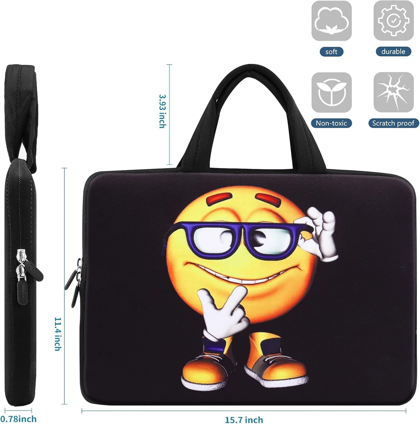 14 15 15.4 15.6 Inch Laptop Handle Bag Case Pouch Holder Notebook Sleeve Neoprene Cover Soft Carring Travel Case for Chromebook 14 15 Macbook Cute Boy ICB-06