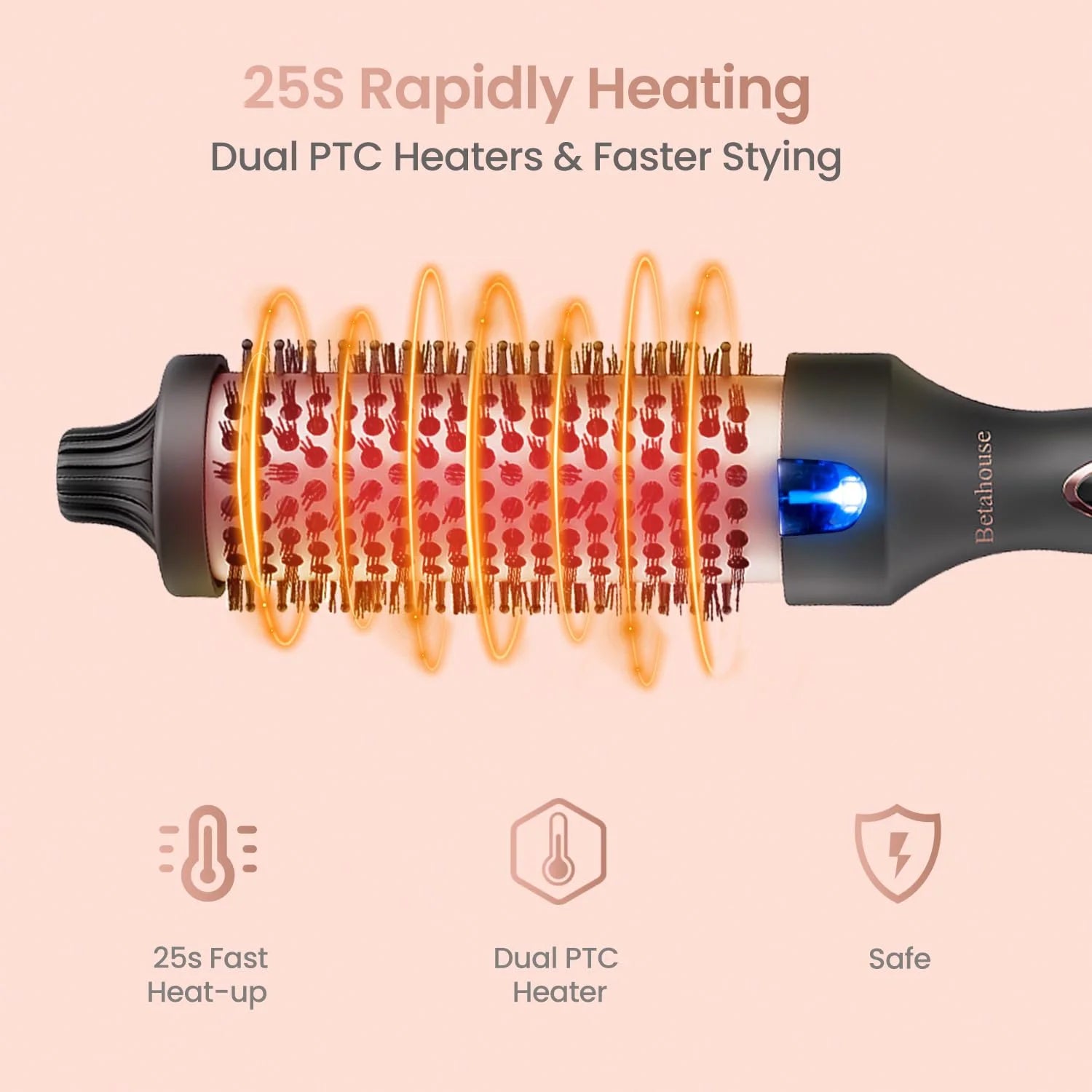 Curling Iron Brush for Blowout Look, 9 Heat Temps Hot Ionic Curling Iron 1 1/2 Inch Dual Voltage for Traveling