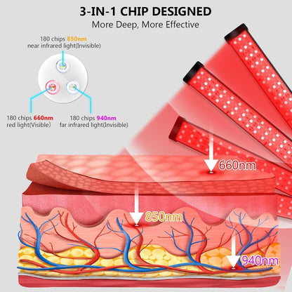 Red Light Therapy, 660Nm & 850Nm & 940Nm Infrared Light Therapy with Stand, Height Adjustable & Angle Adjustable & Timer, 32W 180Leds Infrared Light Therapy for Body (Black