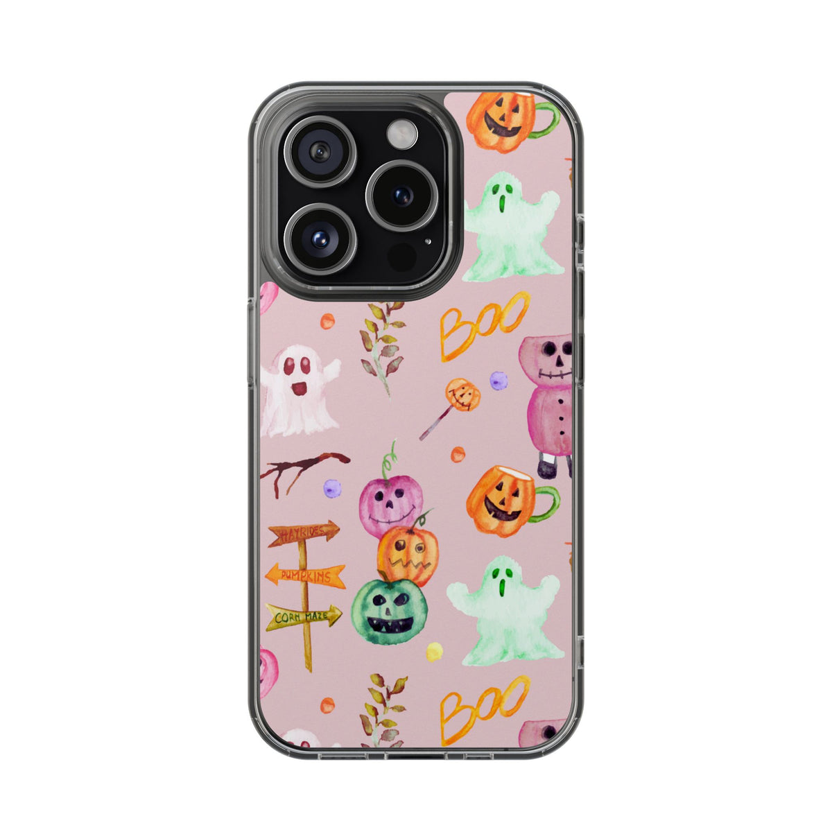 Clear Magnetic Phone Case – Spooky Doodles – Compatible with iPhone 13–16 Series