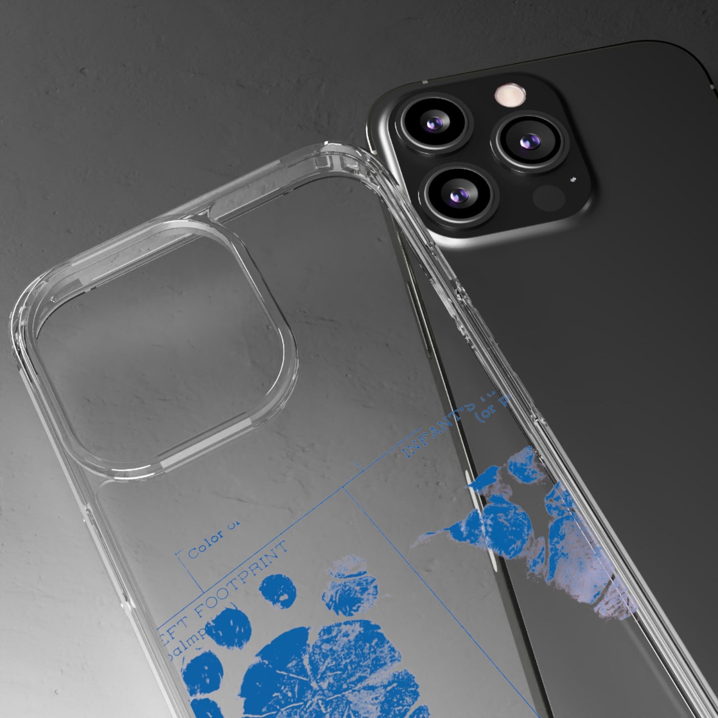 Clear Phone Case – Mom’s Little Blue Footprints