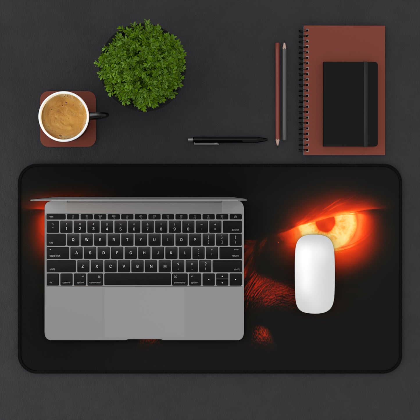 Neoprene Desk Mat – Blazing Monster Eyes