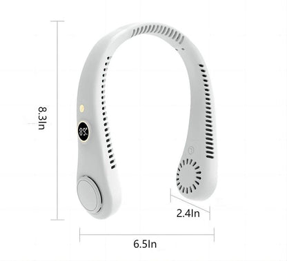 New Portable Neck Fan, Hands Free Bladeless Fan,5 Speeds USB Powered Desk Fan Rechargeable Headphone Design Wearable Personal Fan