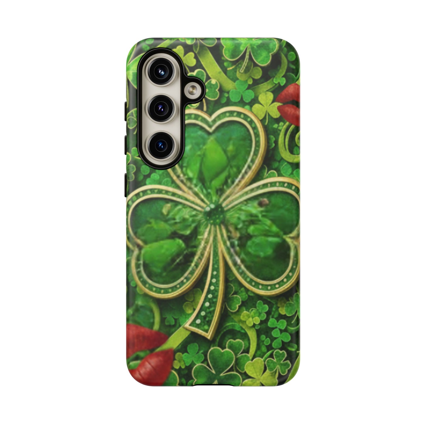 Tough Phone Case – Dual-Layer Protection with Shamrock Print