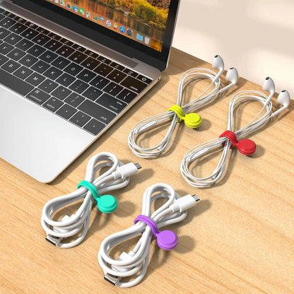 Magnetic Cable Ties 10 Pcs Reusable Cable Organizers Earbuds Cords USB Cable Manager Keeper Wrap Ties Straps for Office, School, Home Organization  Silicone