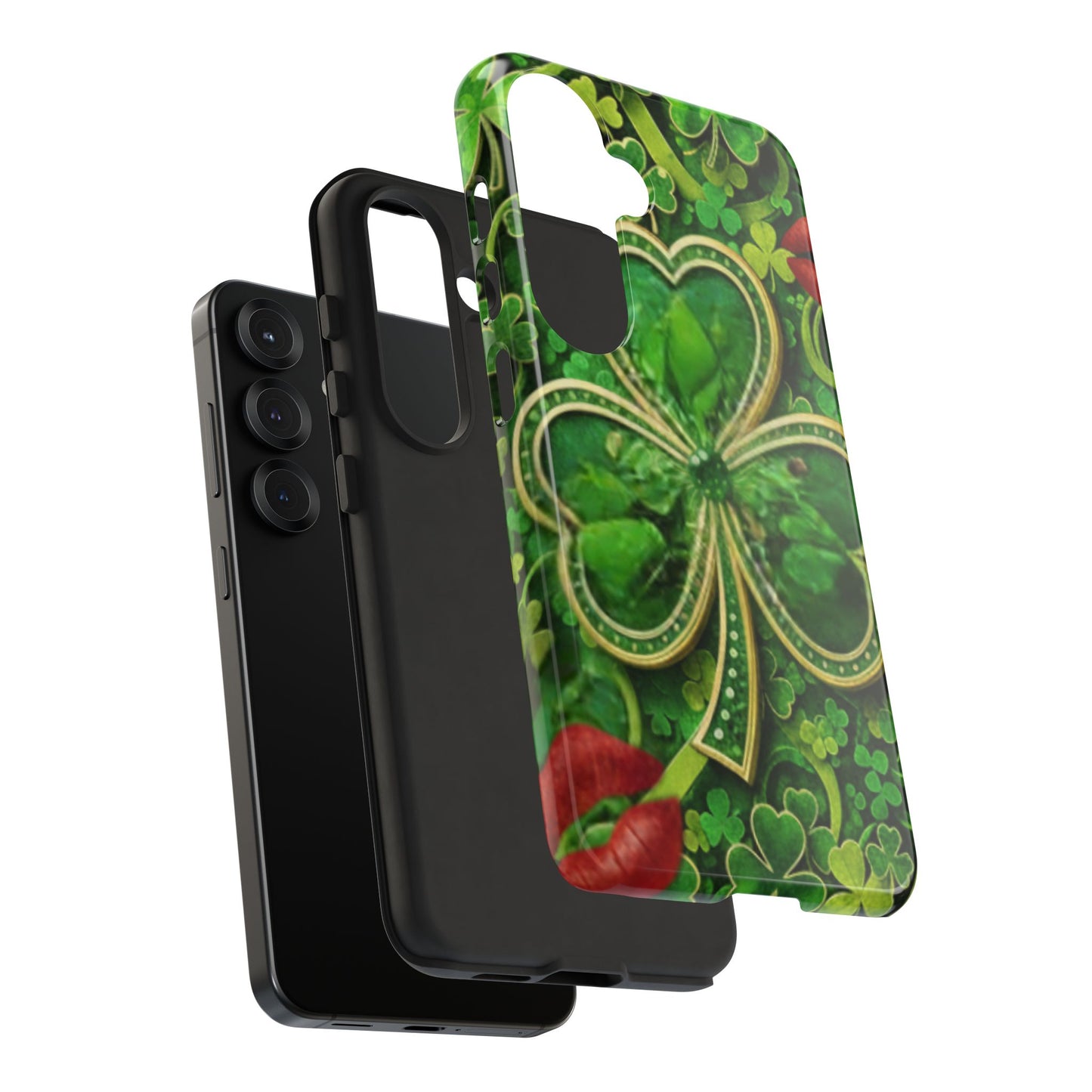 Tough Phone Case – Dual-Layer Protection with Shamrock Print