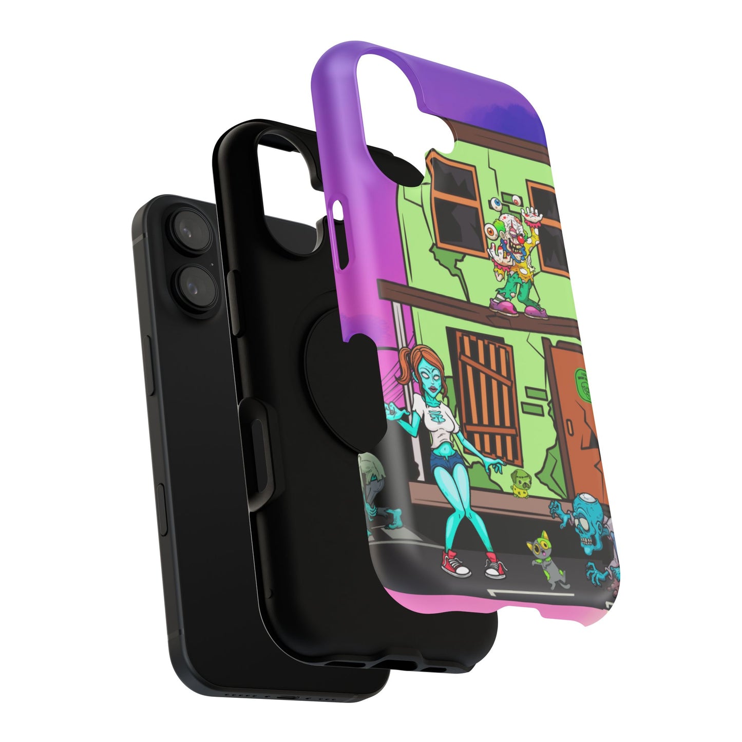 Zombie Arcade Phone Case — Colorful Cartoon Horror Impact-Resistant iPhone Cover