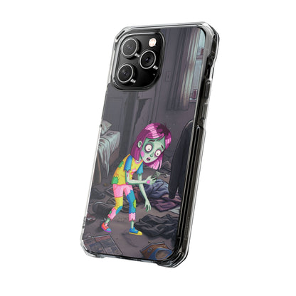 Zombie Girl Clear Magnetic Phone Case — Cute Spooky Cartoon iPhone Cover