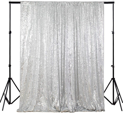 8Ftx10Ft Silver Sequin Backdrop | Wedding & Birthday Party Photo Background | Glitter Curtains for Photography | Sparkly Shimmer Backdrop | Durable & Elegant Background