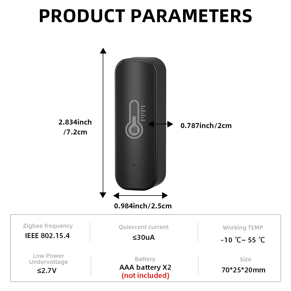 Tuya Zigbee Smart Temperature and Humidity Sensor Battery Powered Zigbee Smart Home Security Work with Alexa Google Home