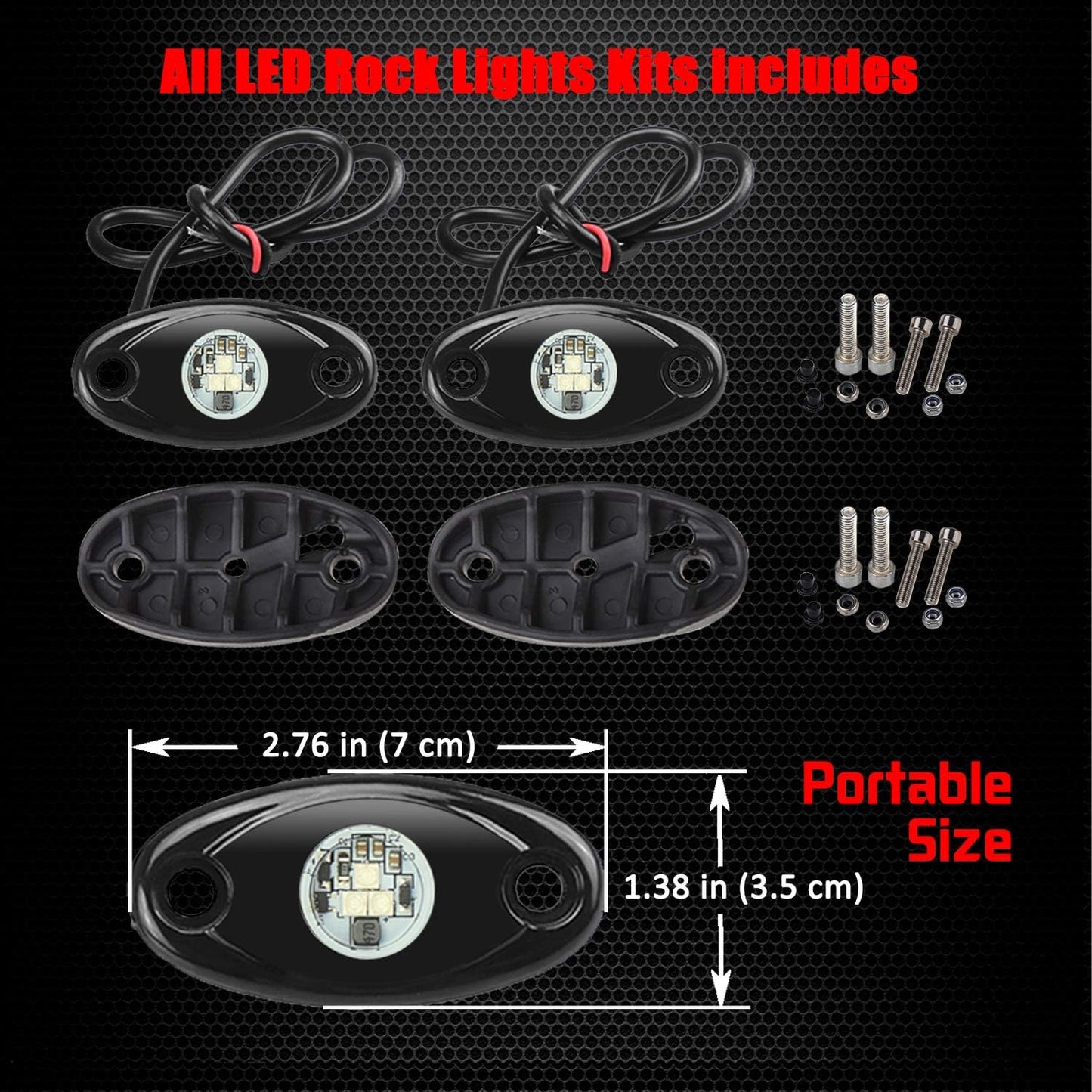 2 Pods LED Rock Lights,  Waterproof LED Neon Underglow Light for Car Truck ATV UTV SUV Offroad Boat Underbody Glow Trail Rig Lamp (Blue)