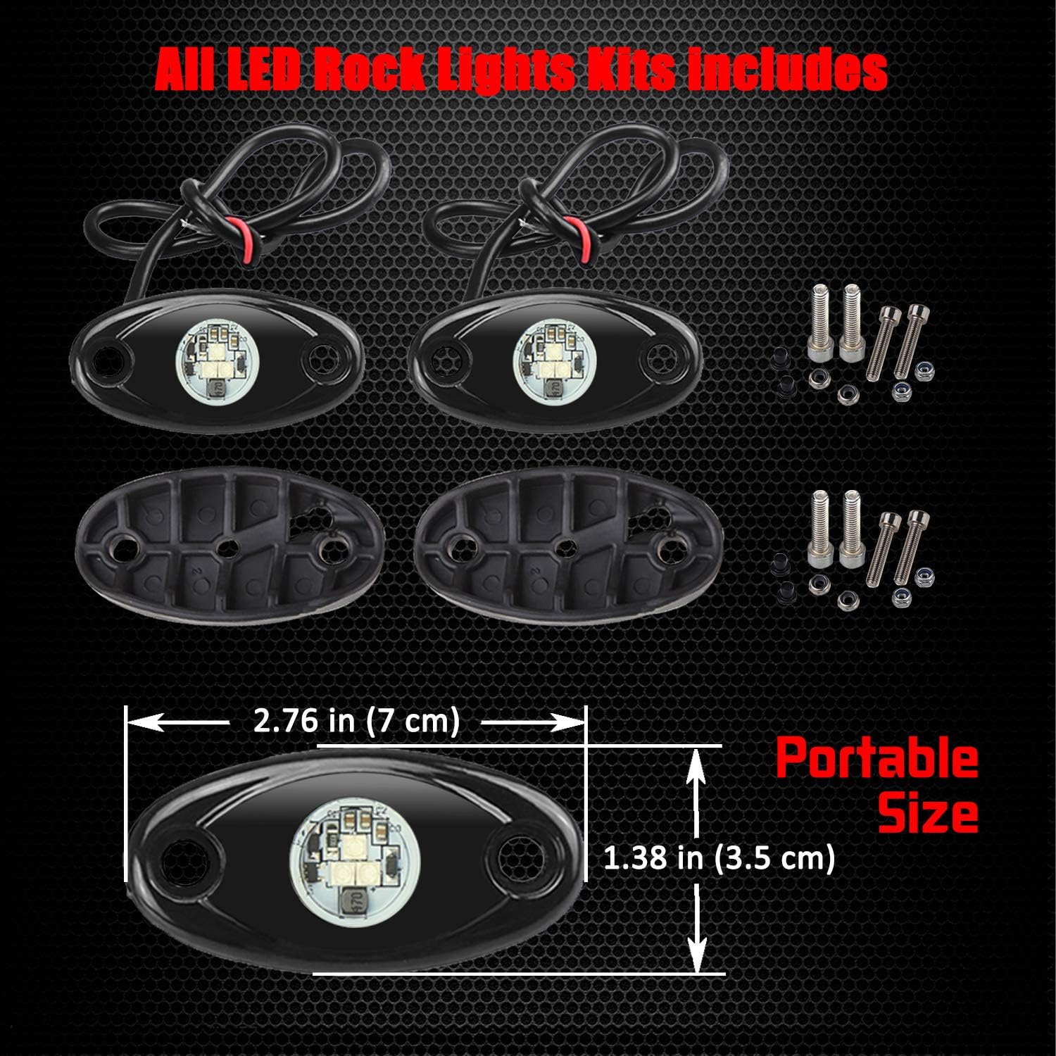 2 Pods LED Rock Lights,  Waterproof LED Neon Underglow Light for Car Truck ATV UTV SUV Offroad Boat Underbody Glow Trail Rig Lamp (Blue)