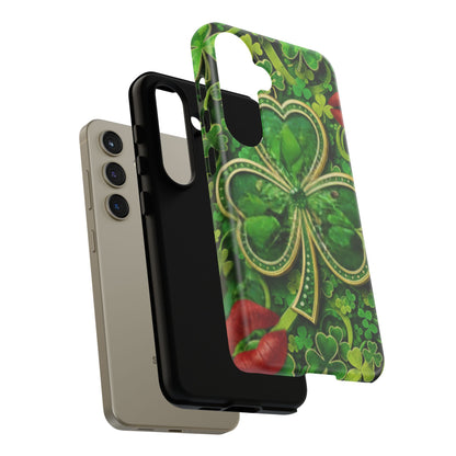 Tough Phone Case – Dual-Layer Protection with Shamrock Print