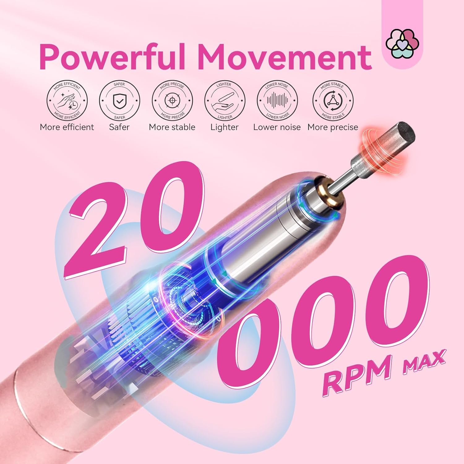 Electric Nail Drill: 2025 Electric Nail File Rose Efile Nail Drill Professional Manicure with 6PCS Nail Drill Bits Portable Nail File & Salon Use Manicure Pedicure at Home