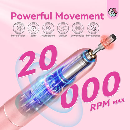 Electric Nail Drill: 2025 Electric Nail File Rose Efile Nail Drill Professional Manicure with 6PCS Nail Drill Bits Portable Nail File & Salon Use Manicure Pedicure at Home