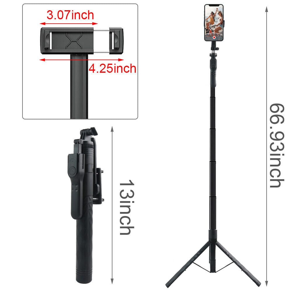 68" Professional Cell Phone Holder + Camera Tripod Stand Remote Selfie Stick US