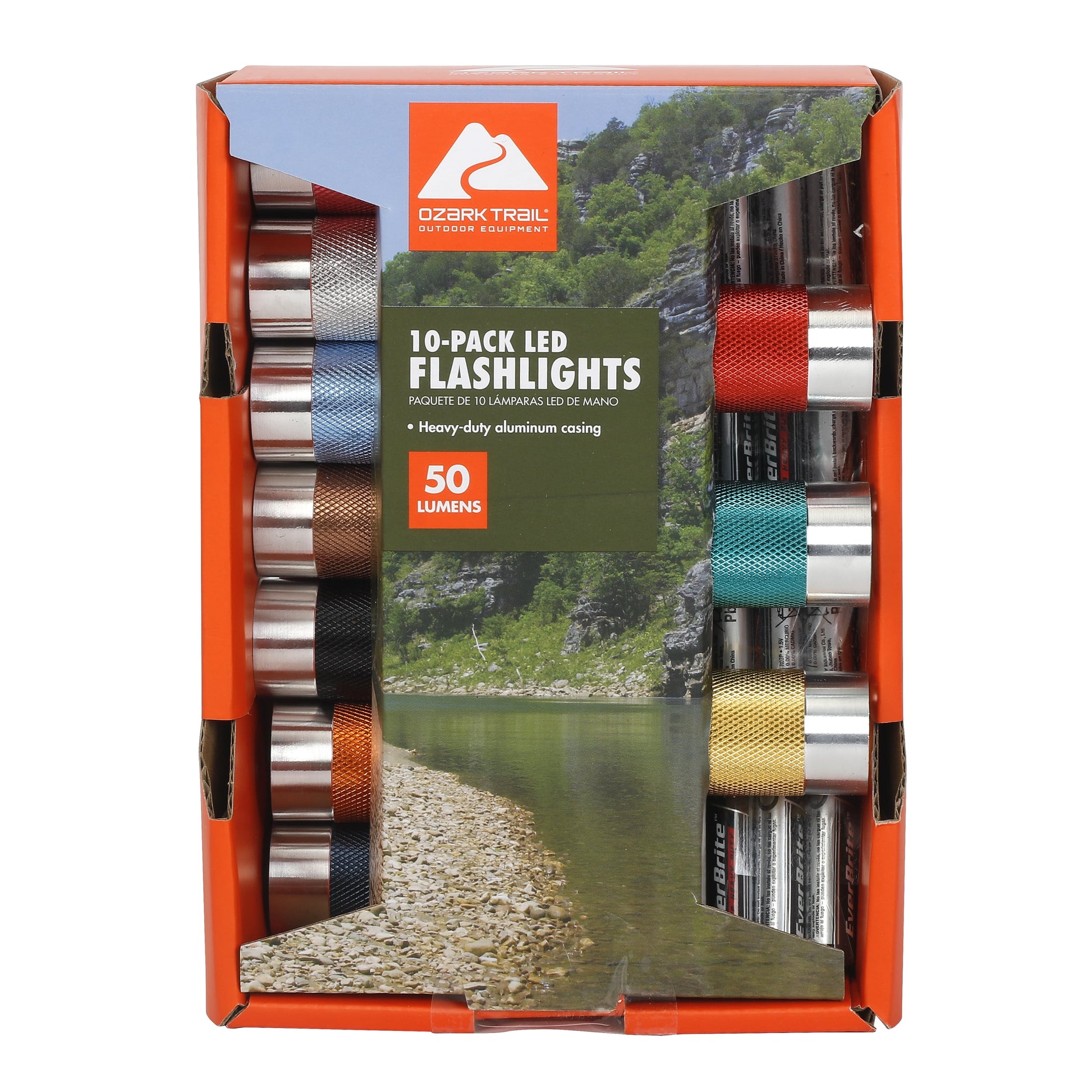 LED Flashlights 10-Pack 50 Lumens Multicolor Compact Set for Camping