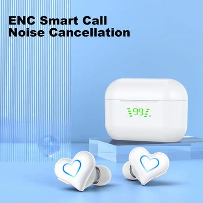 New Heart Shaped Wireless Bluetooth Headphones Wireless Earbuds Cute Music Headphones Pretty Girls like Bluetooth Headphones