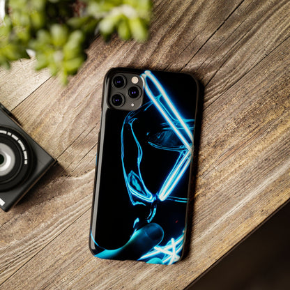 Neon Boba Slim Phone Case – Blue LED Tea Art