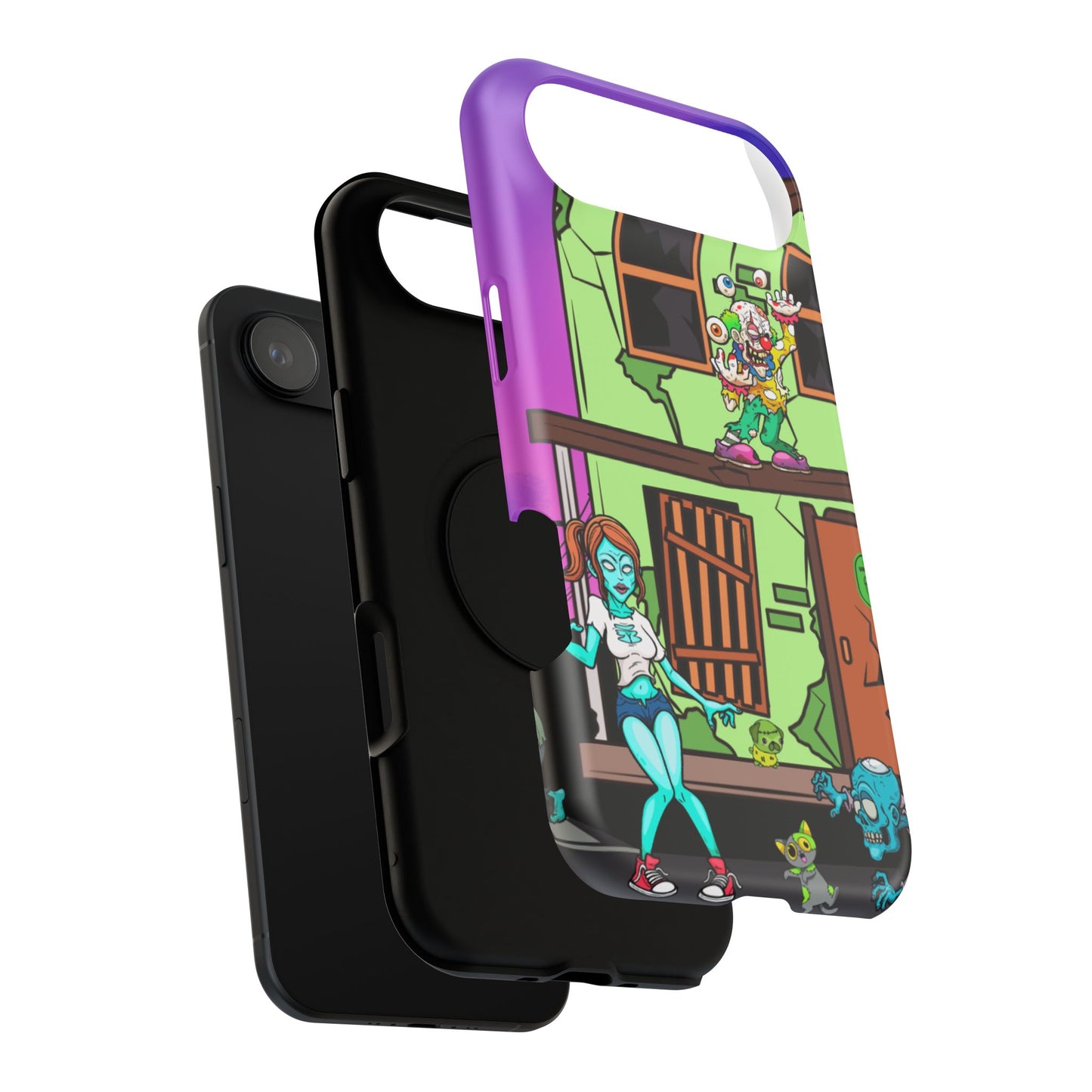 Zombie Arcade Phone Case — Colorful Cartoon Horror Impact-Resistant iPhone Cover