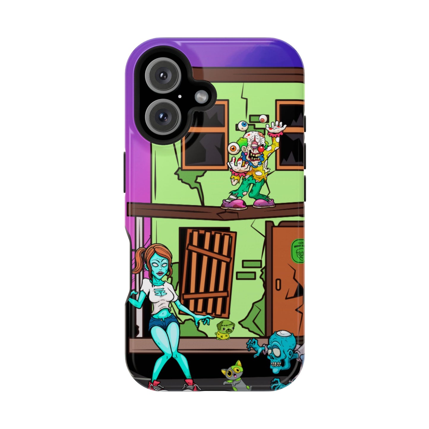 Zombie Arcade Phone Case — Colorful Cartoon Horror Impact-Resistant iPhone Cover