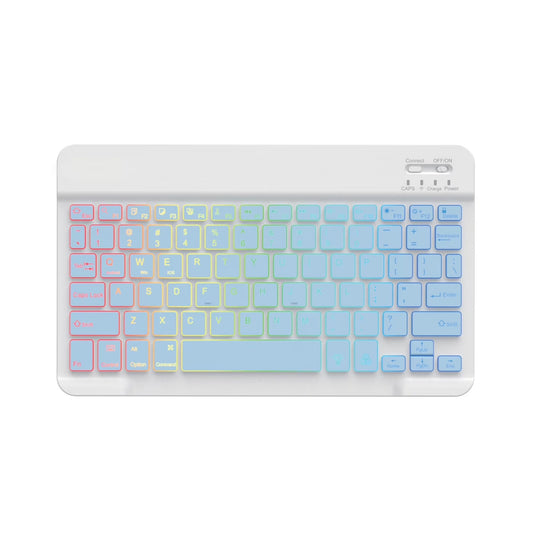 10-Inch Colorful RGB Backlit Portable Bluetooth English Keyboard Compatible with Ipad 7/8/9/10Th Gen 10.2 10.9- Universal for Phones ,Pc,And Tablets (Blue,English Keyboard )
