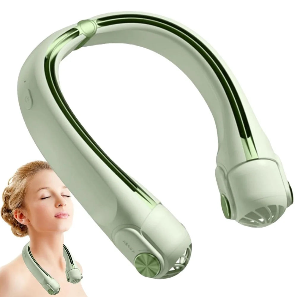 Neck Fan, Portable Wearable Personal Fan, Hands-Free Bladeless Fan, Green