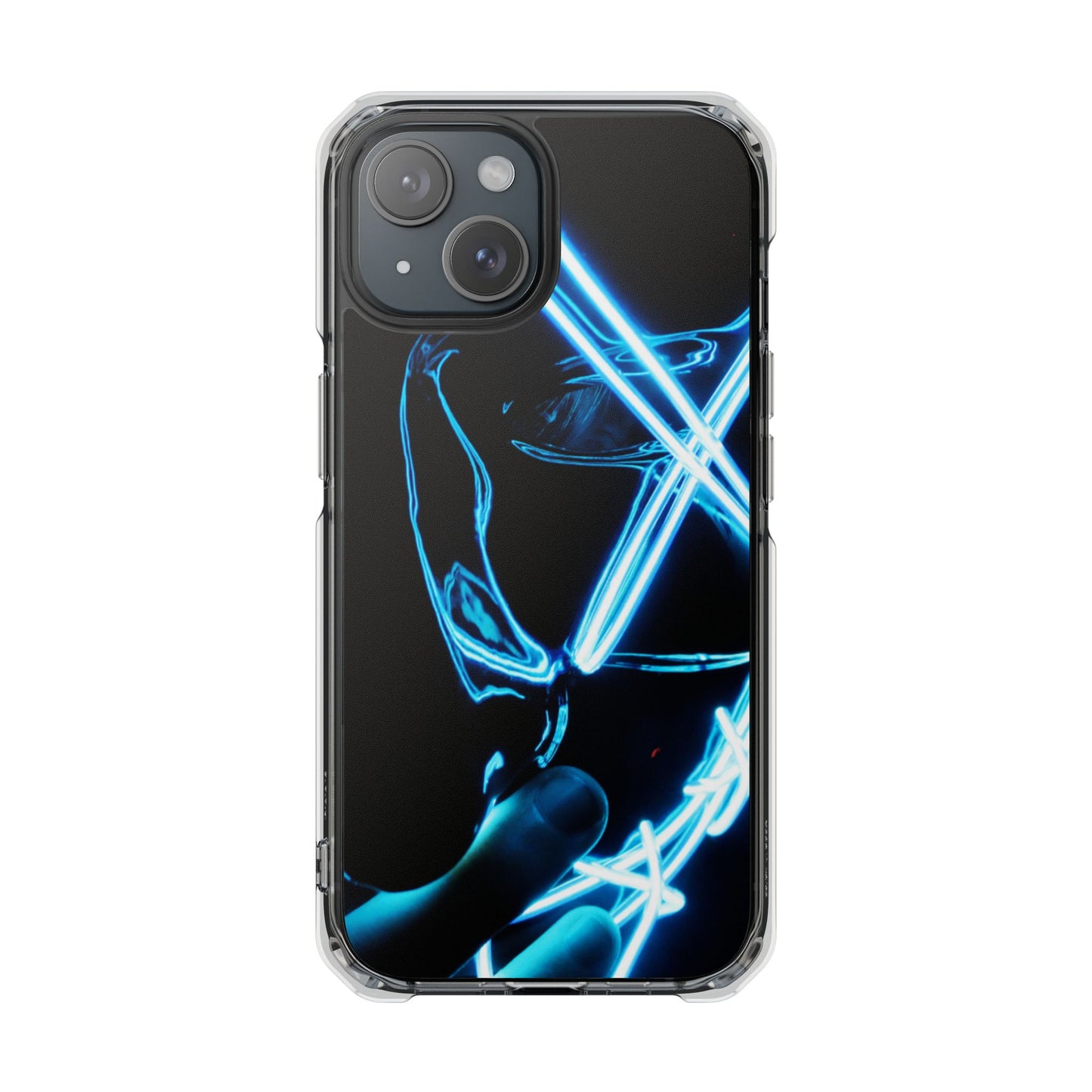 Clear Magnetic Phone Case — Blue Neon Light Design