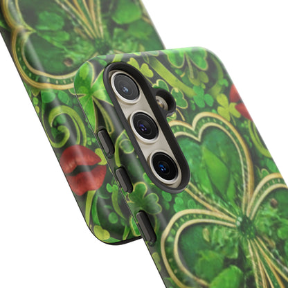 Tough Phone Case – Dual-Layer Protection with Shamrock Print