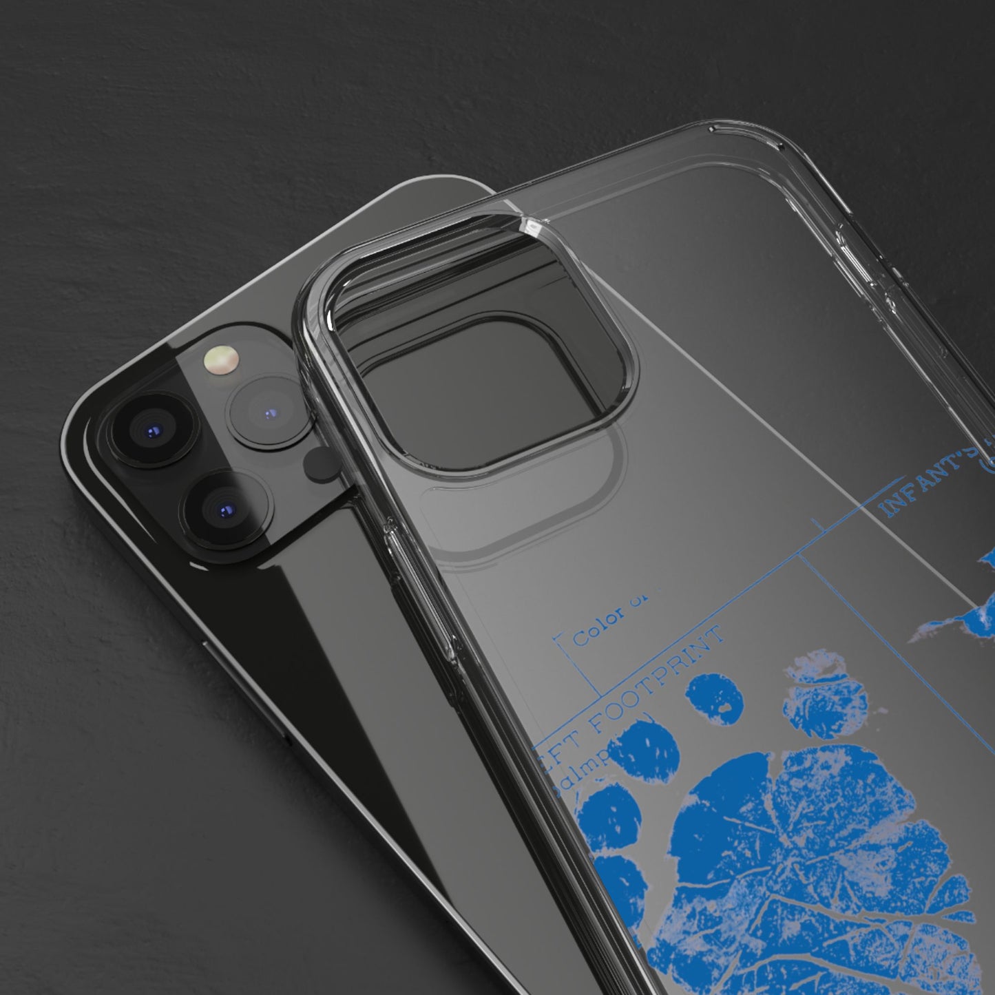 Clear Phone Case – Mom’s Little Blue Footprints