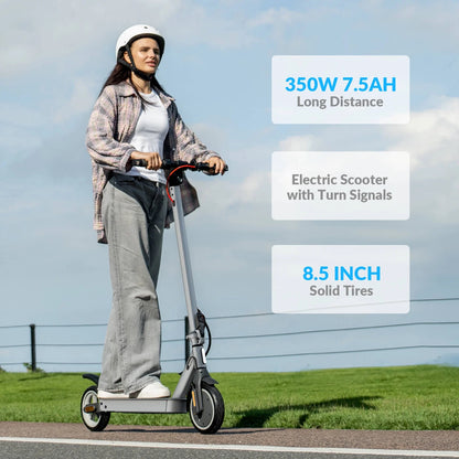 W09S 350W Electric Scooter with Turn Signal, 8.5” Solid Tires, 18Mph & 20Miles Range, Folding Commuting E-Scooter for Adults with APP Control
