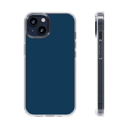 A dark blue protective phone case shown from the back and side on a white background.