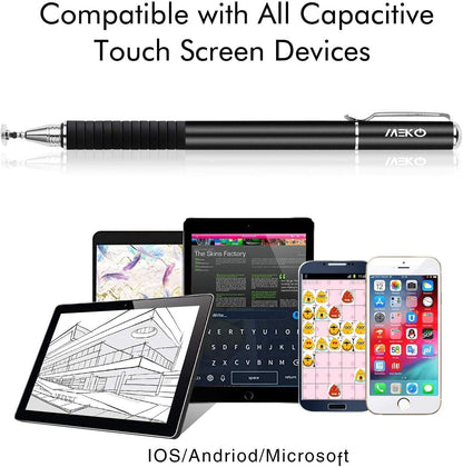 Universal Stylus,[2 in 1 Precision Series] Disc Stylus Touch Screen Pens for All Capacitive Touch Screens Cell Phones, Tablets, Laptops Bundle with 6 Replacement Tips - (2 Pcs, Black/Black)