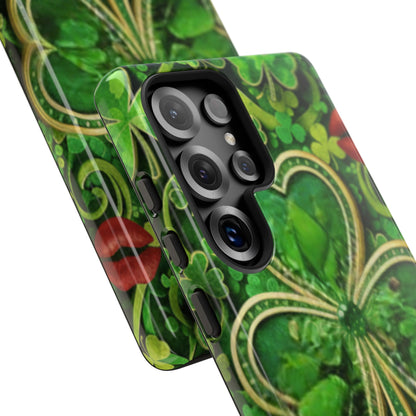 Tough Phone Case – Dual-Layer Protection with Shamrock Print