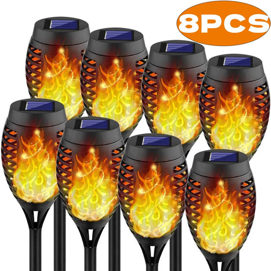 Solar Lights for Outdoor Torch Path Decor Landscape Lighting, Flickering Flame Waterproof, 8 Pack