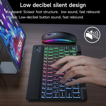 10-Inch Colorful RGB Backlit Portable Bluetooth English Keyboard Compatible with Ipad 7/8/9/10Th Gen 10.2 10.9- Universal for Phones ,Pc,And Tablets (Purple,English Keyboard )