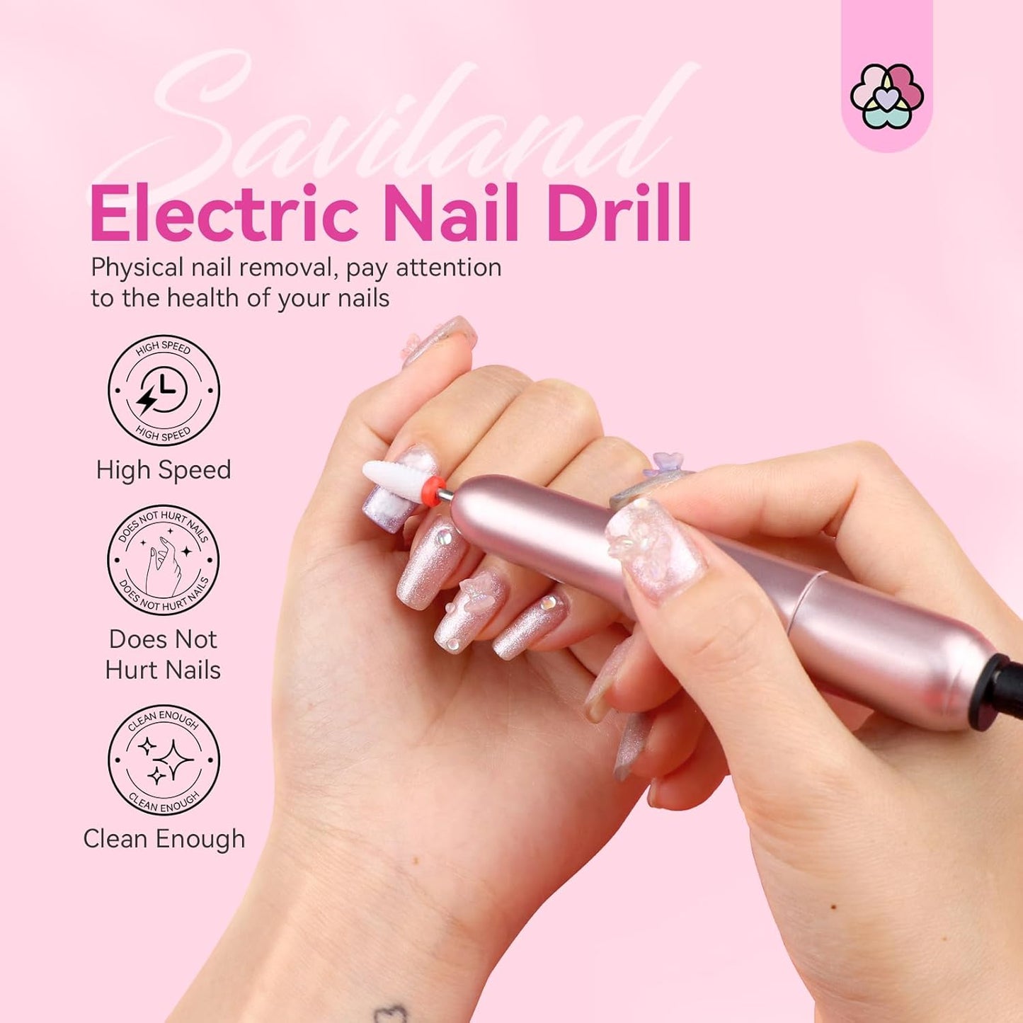 Electric Nail Drill: 2025 Electric Nail File Rose Efile Nail Drill Professional Manicure with 6PCS Nail Drill Bits Portable Nail File & Salon Use Manicure Pedicure at Home