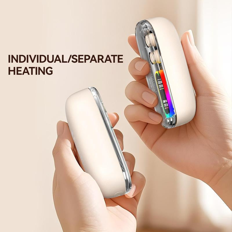 Magnetic Hand Warmer Rechargeable Digital Display 7-Color LED Lights 1.8-Second Rapid Heating Winter Gift Christmas Present